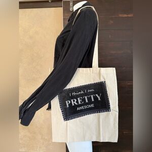Canvas (I'm Pretty Awesome) Tote Bag- Cream, Size 15x16
